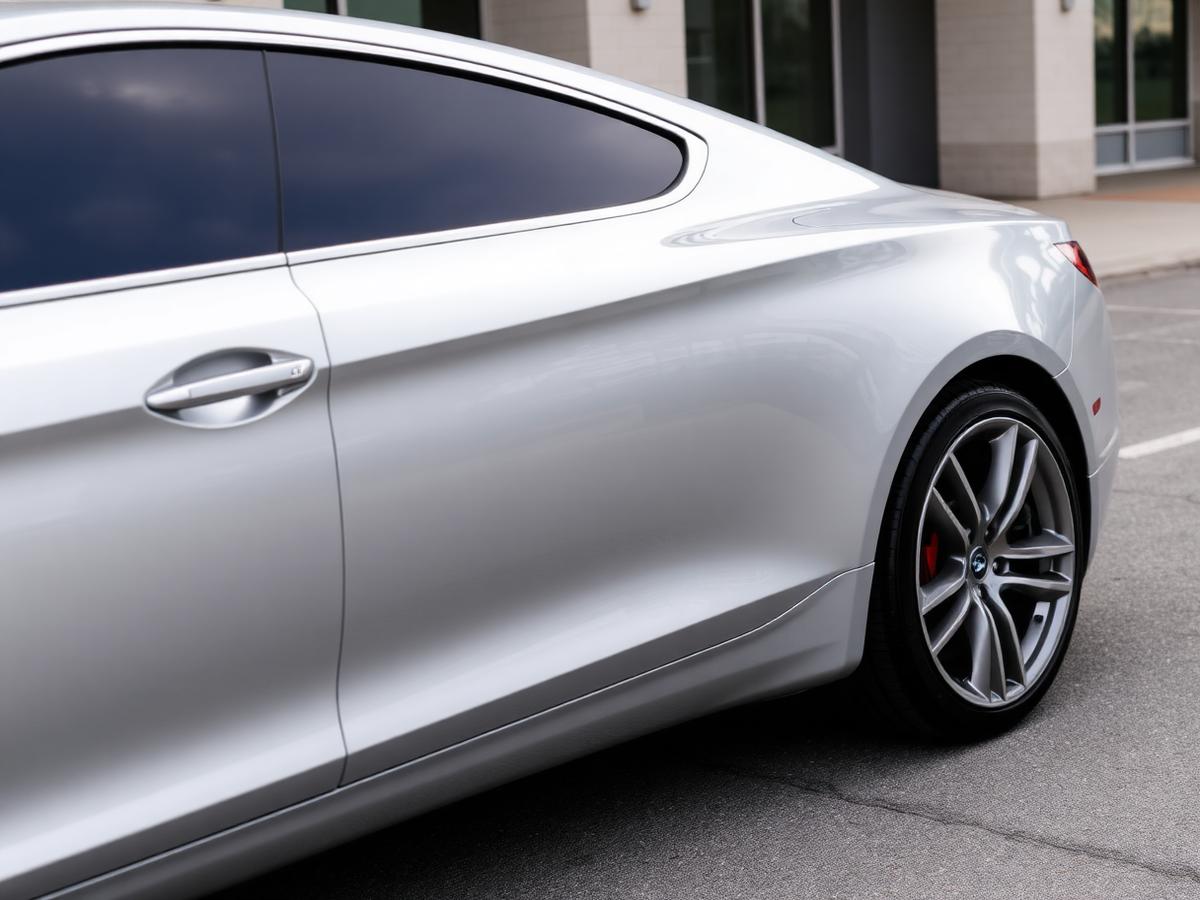 Silver luxury sedan detailed