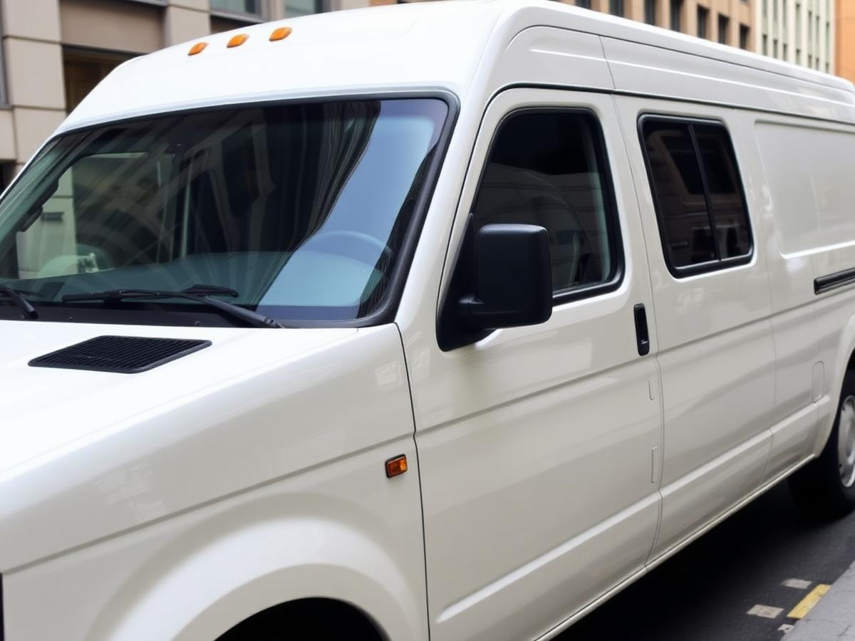 White cargo van detailed
